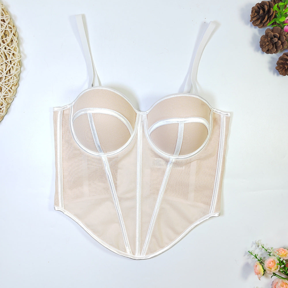 Women's Tube Backless Design Lines Contrast Color Tops