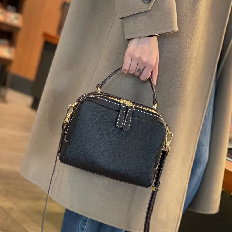 Women's Fashion Genuine Leather Boston First Layer Crossbody Bags