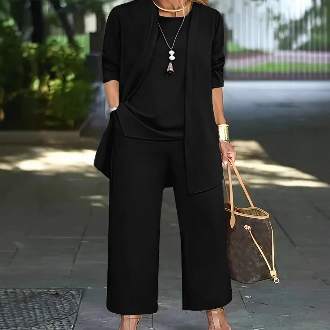 Women's Solid Color Leisure Commute Trousers Long Sleeve Suits