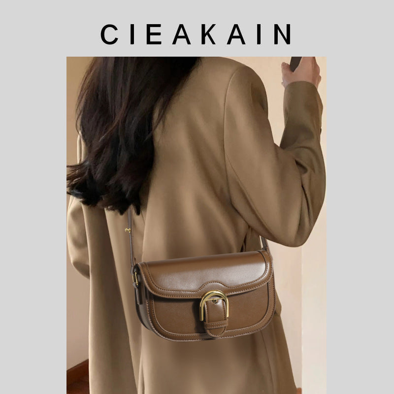 Women's Saddle Korean Retro Design French Shoulder Bags
