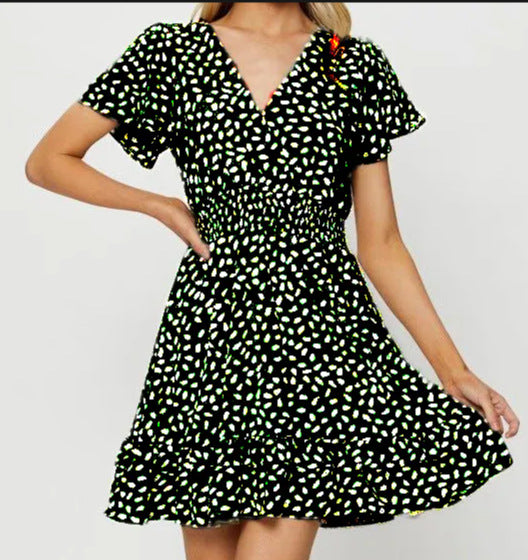 Charming Sexy Ruffle Sleeve Smocking Dress Dresses