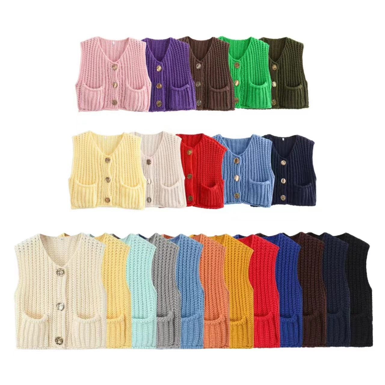 Women's Summer Street Fashion Thick Needle Knitted Vests