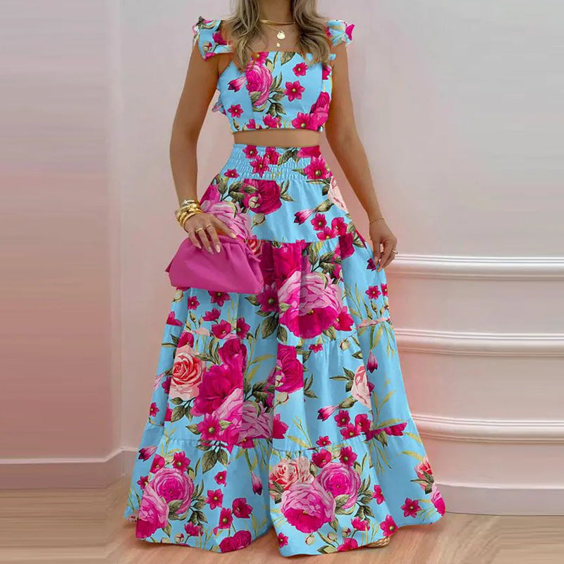 Women's Solid Color Fashion Sexy Lotus Leaf Suits