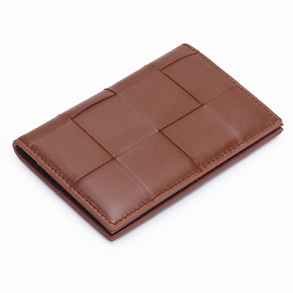 Women's Sheepskin Passport Fashion Woven Cover Credentials Ladies Wallets