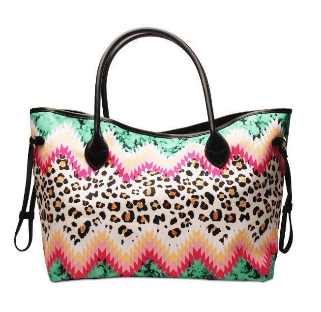 Women's Large Capacity Totes Striped Embossed Flower Shoulder Bags