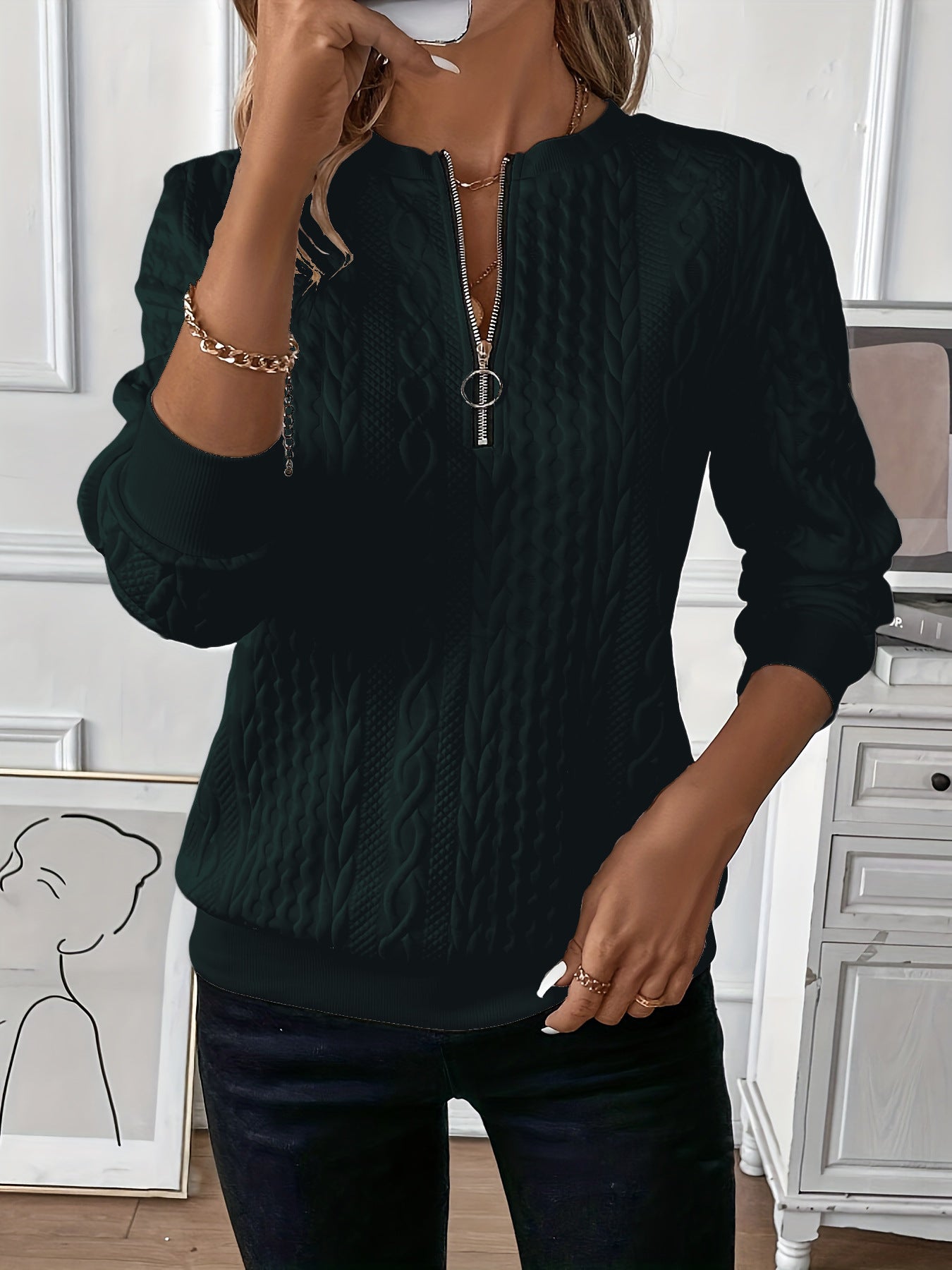 Women's Pretty Hoodie Casual Sweatshirt Zipper Sweaters