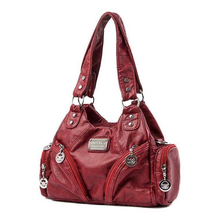Women's Retro Soft Leather Motorcycle Trendy Quality Shoulder Bags