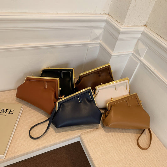 Women's Metal Clip Mouth Fashion Retro Simple Crossbody Bags