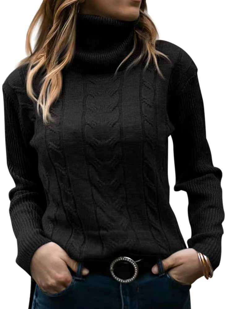 Women's Solid Color Turtleneck Retro Long Sleeve Sweaters