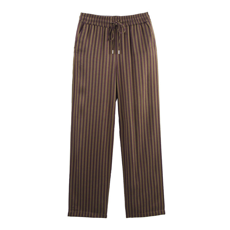 Women's Fashion Casual Striped Silk Satin Textured Suits
