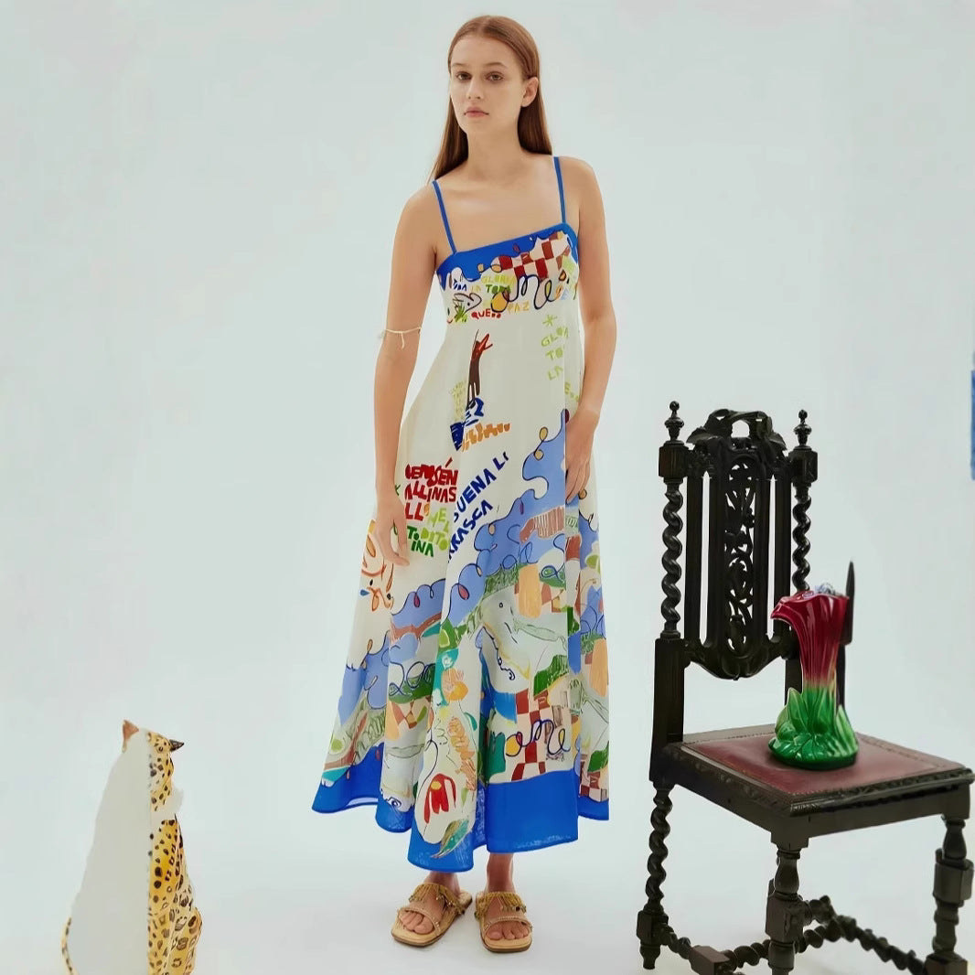 Sexy Sling Iti Linen Swing Dress Dresses