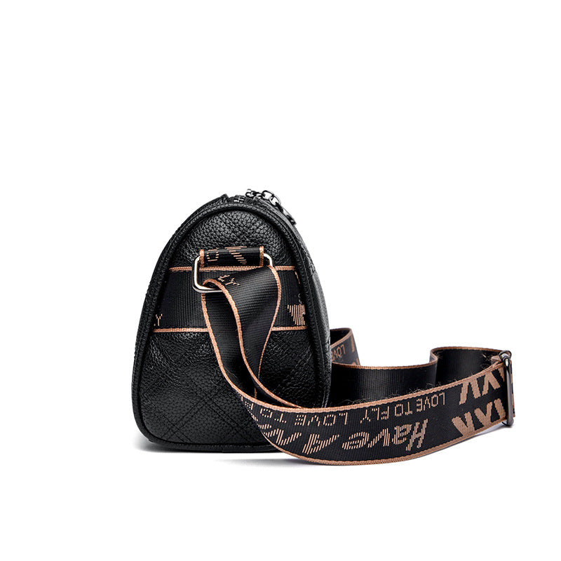 Women's Leather Fashionable Fashion Soft Wide Strap Shoulder Bags