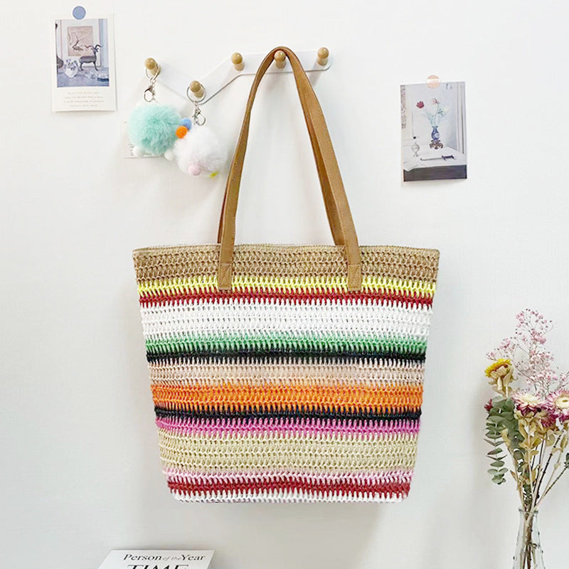 Women's Environmental Protection Raffia Paper Woven Straw Mummy Fashion Beach Shoulder Bags