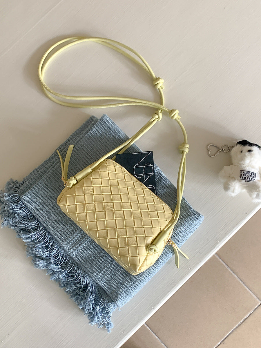 Women's Summer Double Zipper Retro Textured Woven Crossbody Bags