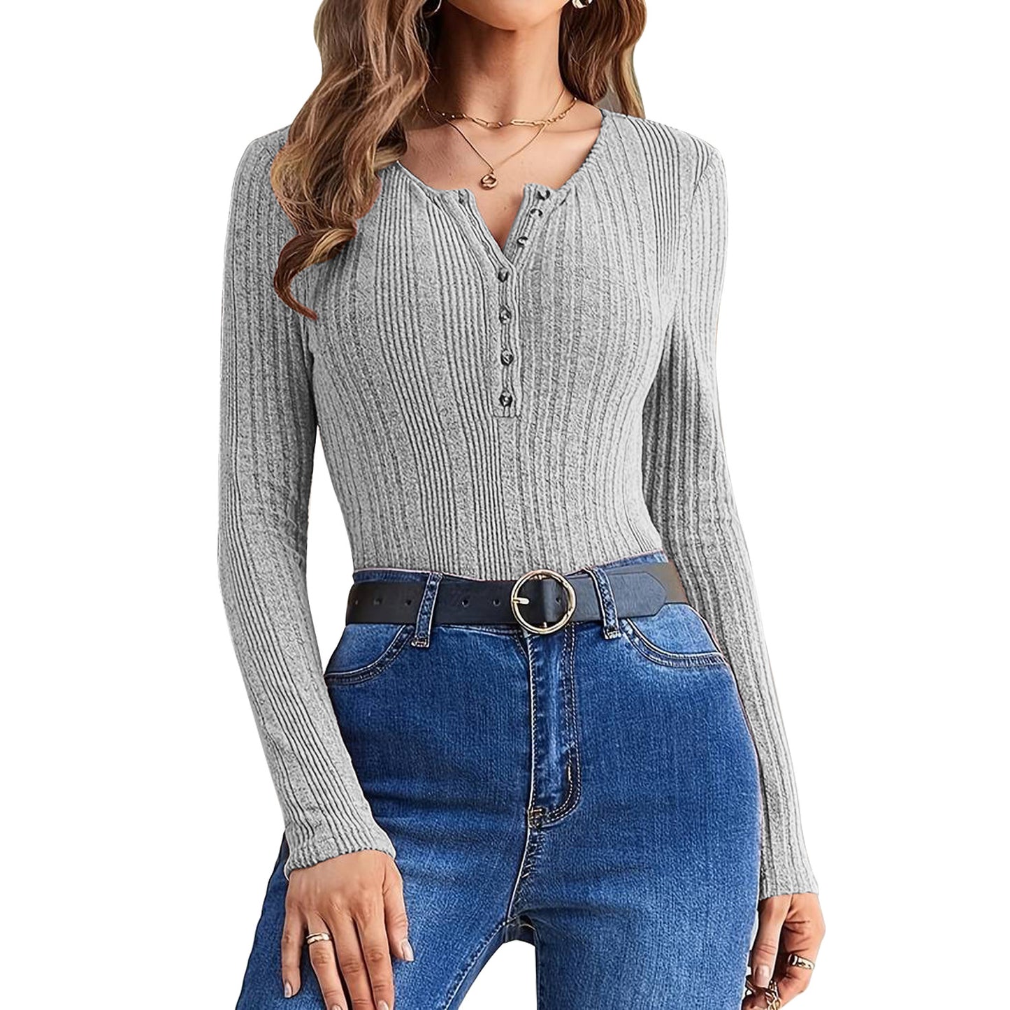 Collar Decorated With Buttons Slim Fit Knitwear