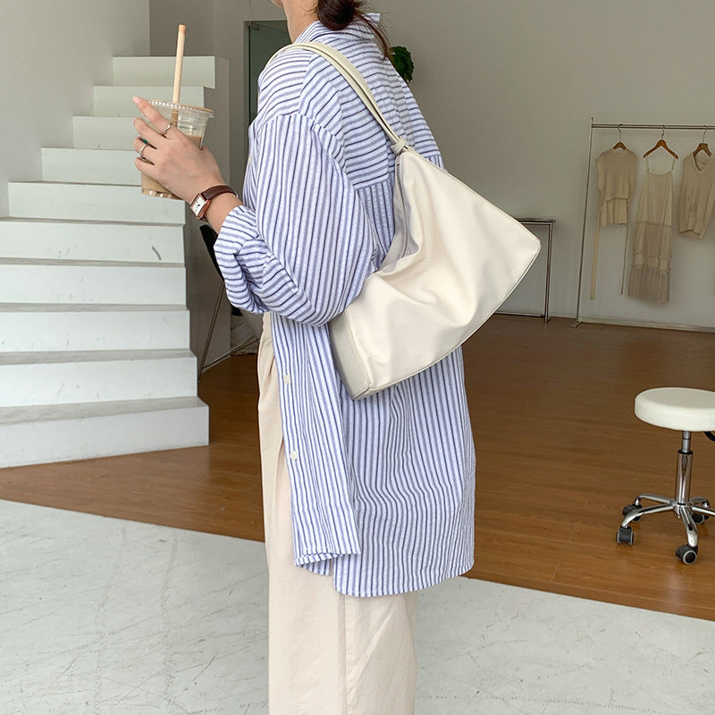 Women's Nylon Stitching Large Capacity Underarm Pure Shoulder Bags