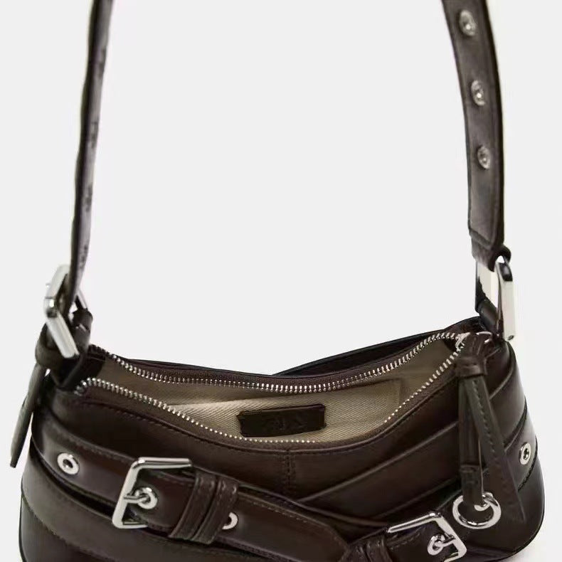 Women's Retro Underarm Motorcycle Waistband Fashion Baguette Armpit Bags