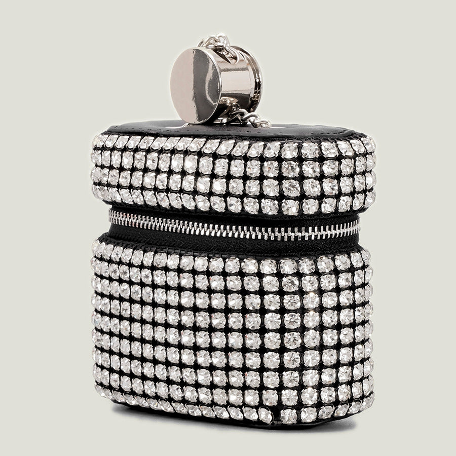 Women's Personalized Shiny Rhinestone Compact Mini Earphone Crossbody Bags