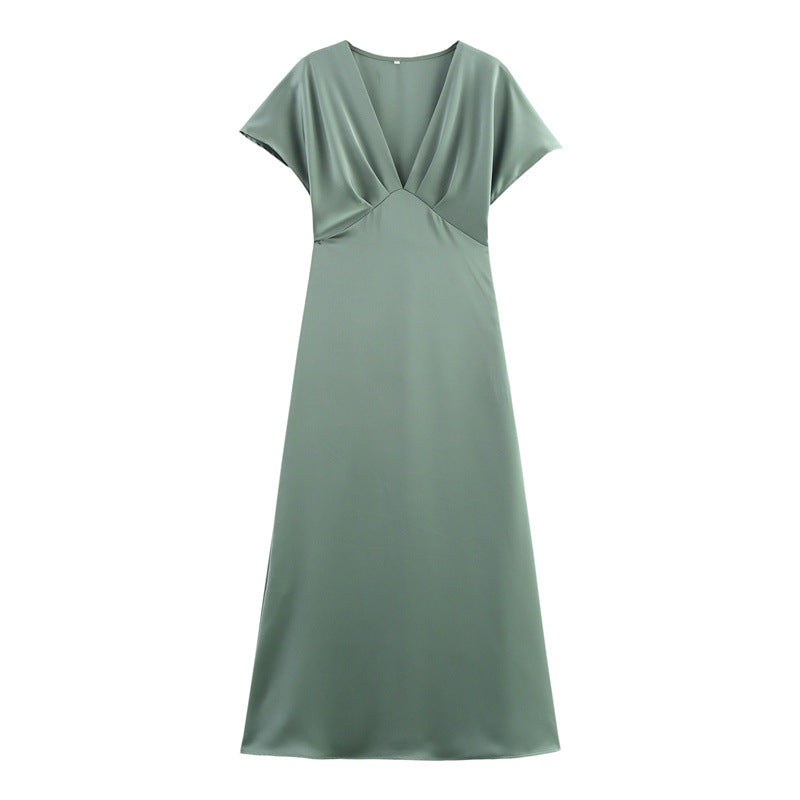 Women's Fashion Temperament Leisure Silk Satin Texture Dresses