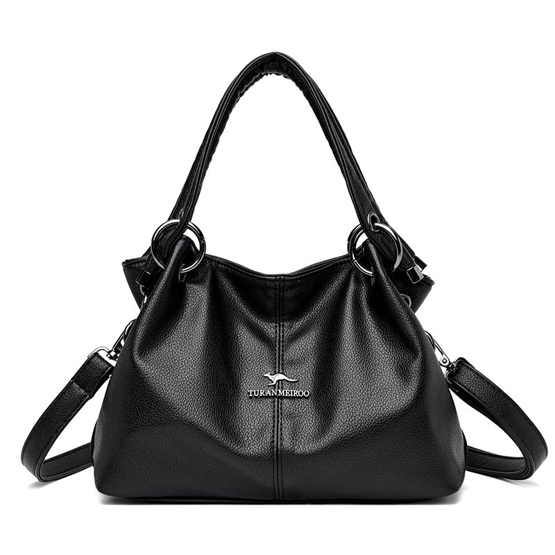 Women's Luxury Soft Leather Retro Solid Color Tote Bags
