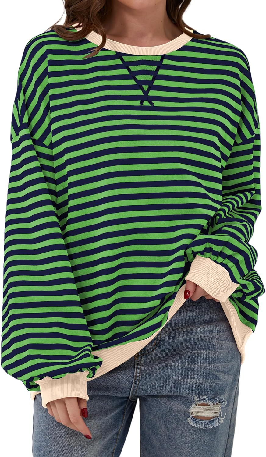 Women's Slouchy Innovative Loose Casual Striped Sweaters