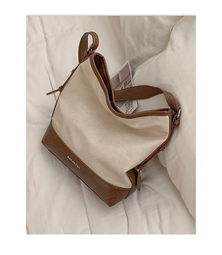 Women's Korean Contrast Color Fashion Simple Bucket Bags