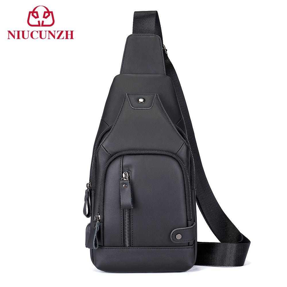 Men's Leather First Layer Trendy Large Capacity Men's Chest Bags