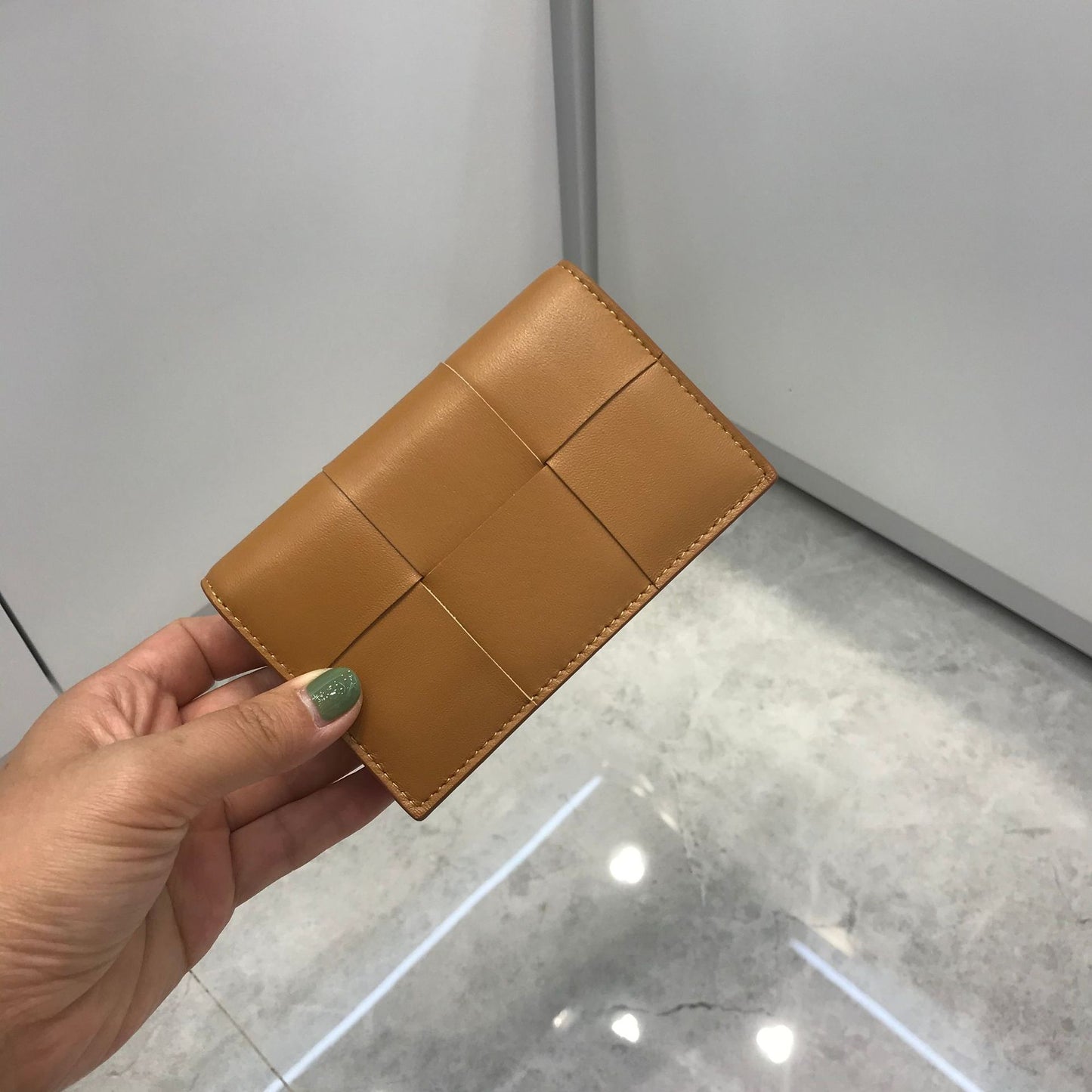Women's Storage Portable Soft Sheepskin Woven Flip Card Holder