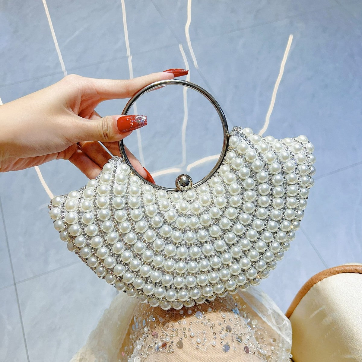 Women's Dinner Banquet Pearl Classic Style Diamond Handbags