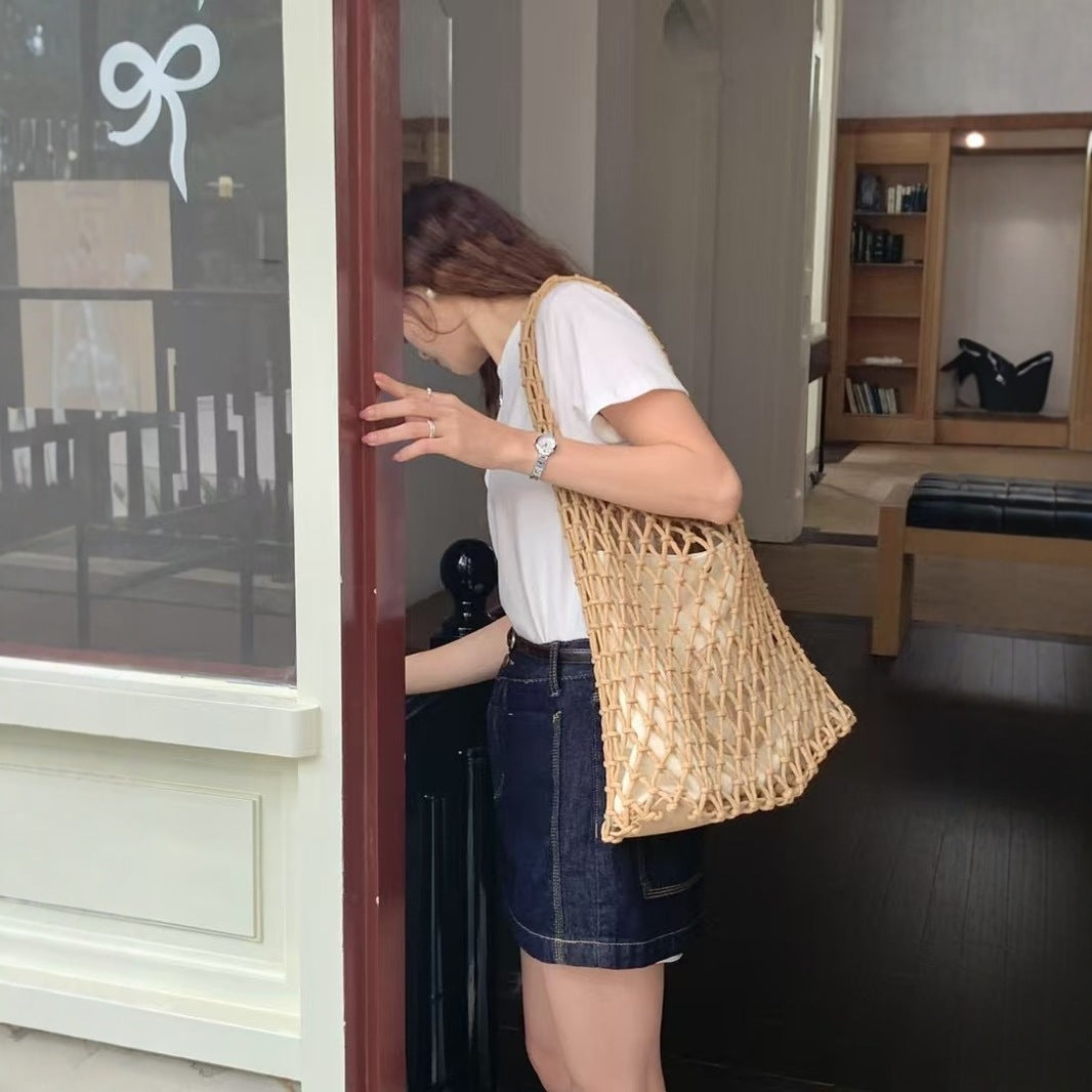 Women's Mori Style Cotton Hand Solid Color Handbags