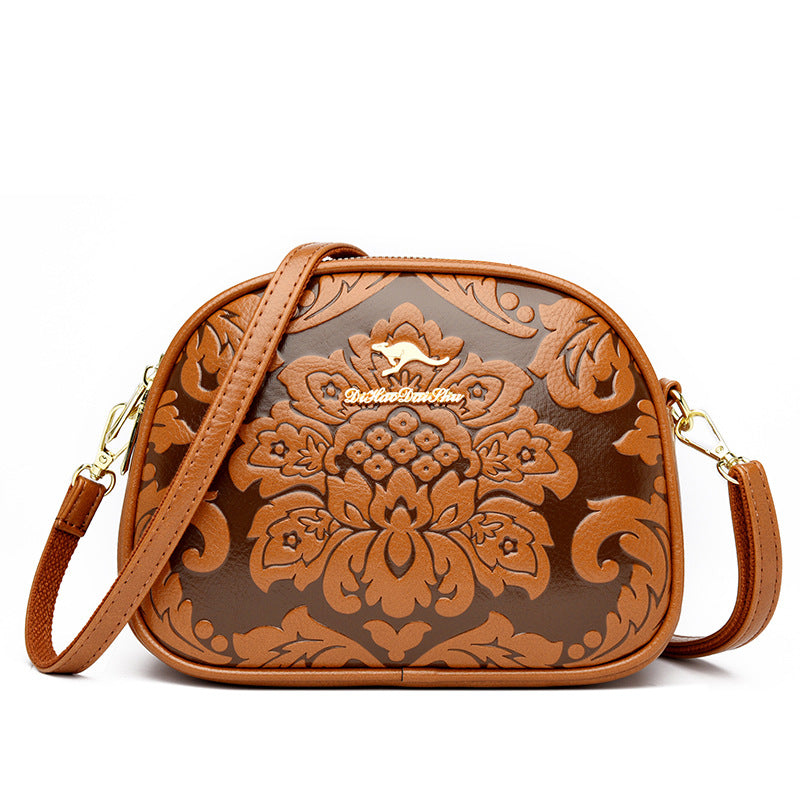 Women's Round High-grade Large Capacity Printed Fashionable Crossbody Bags