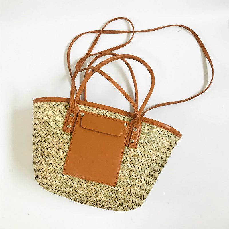 Women's Straw Water Grass Big Woven Oblique Handbags