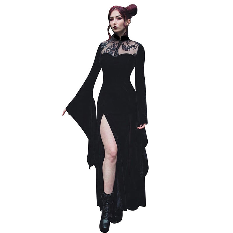 Women's Witch Sexy Split Maxi Dress Lace Dresses