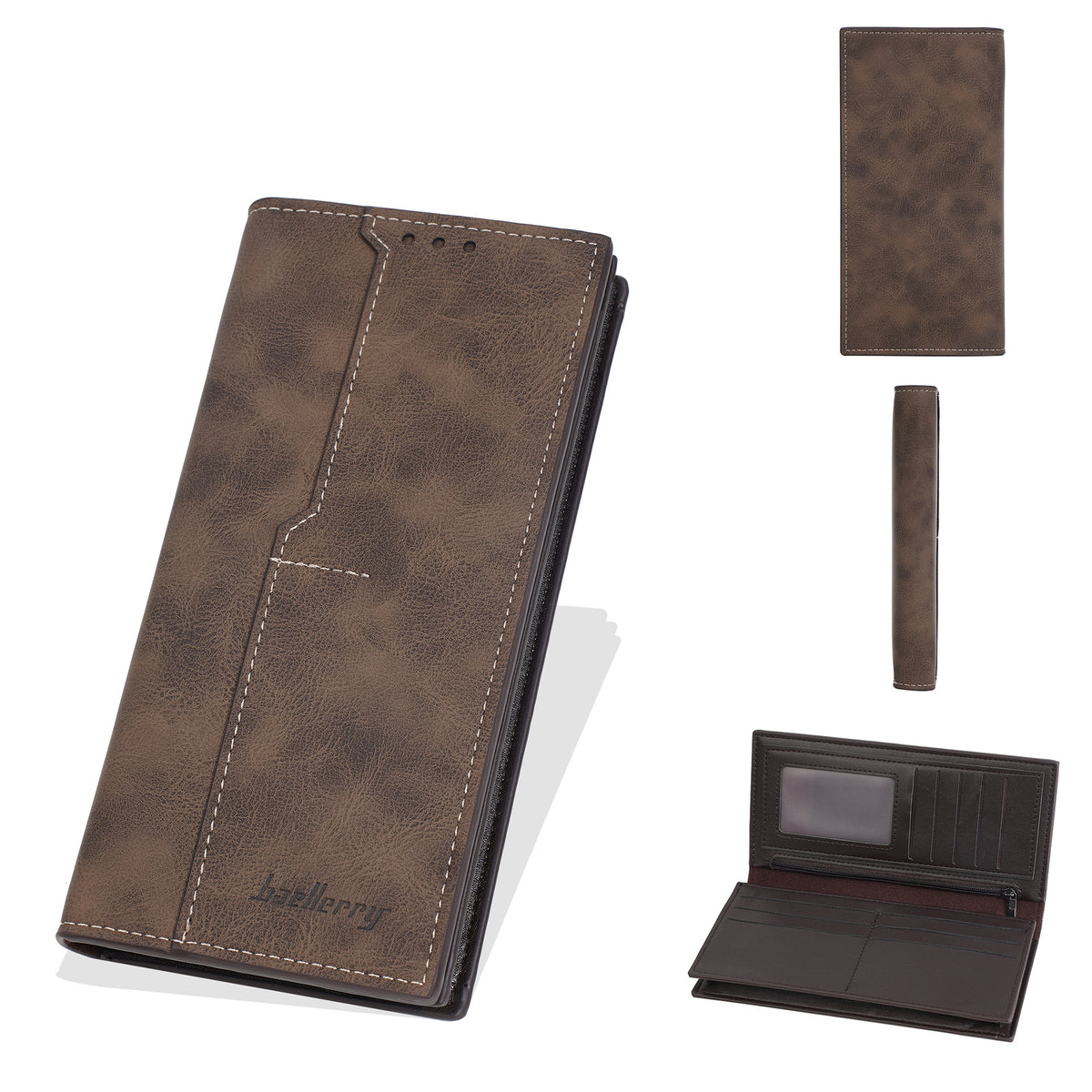 Men's Long Retro Green Simple Zipper Large Men's Wallet