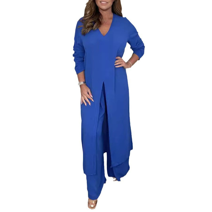 Women's Split Long Trousers Female Elegant Suits