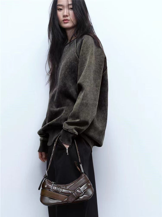 Women's Retro Underarm Motorcycle Waistband Fashion Baguette Armpit Bags