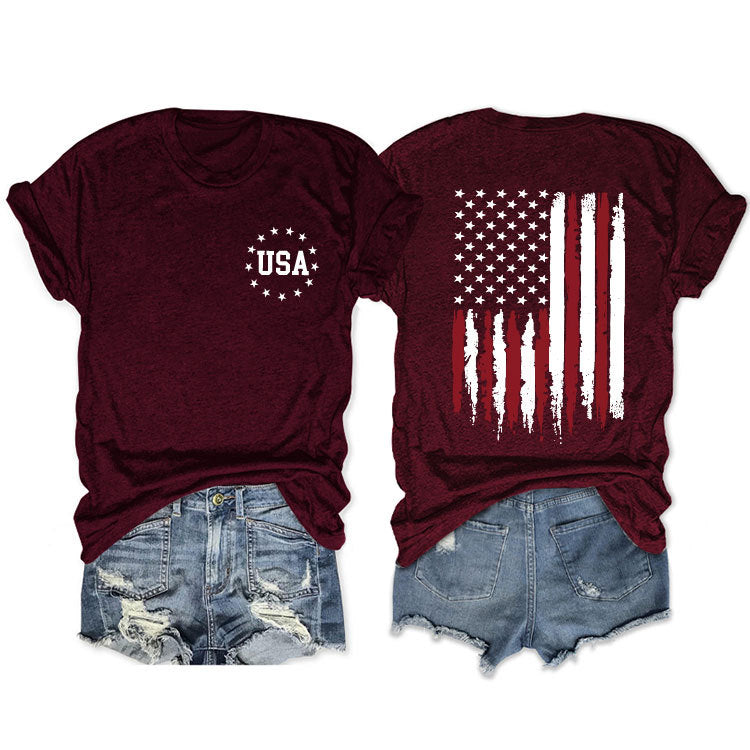 Women's Flag Summer Sleeve Fashion T-shirt Blouses