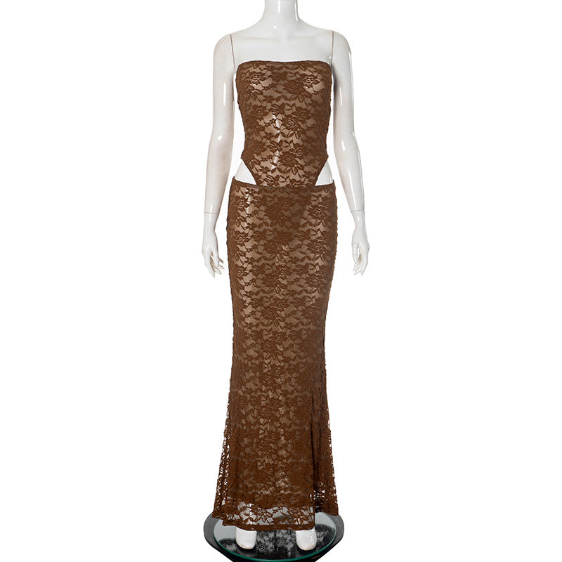 Sexy Hollow Out Lace Pattern Dress Suits