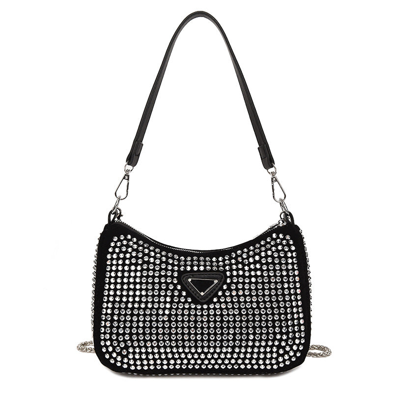 Women's Diamond Fashion Underarm Texture Chain Leisure Bags