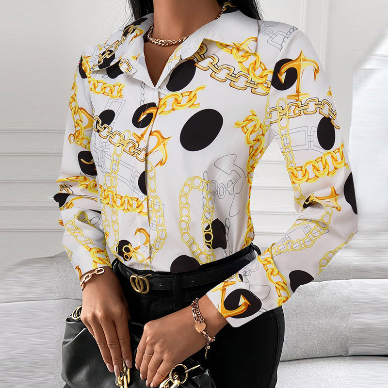 Women's Shirt Long Sleeve Geometric Print Temperament Blouses