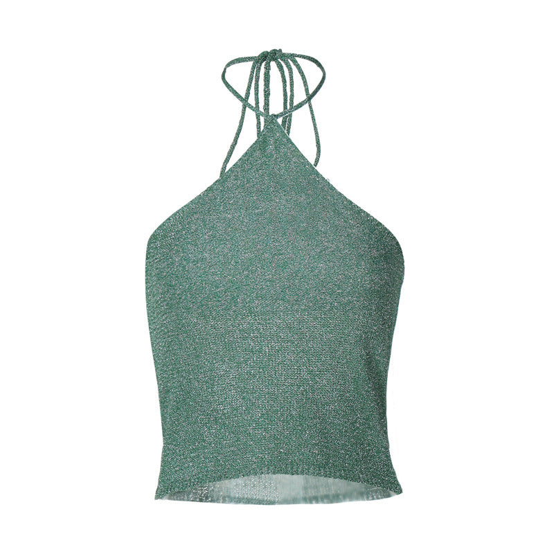 Style Pure Color Sexy Bandeau Halter Tops