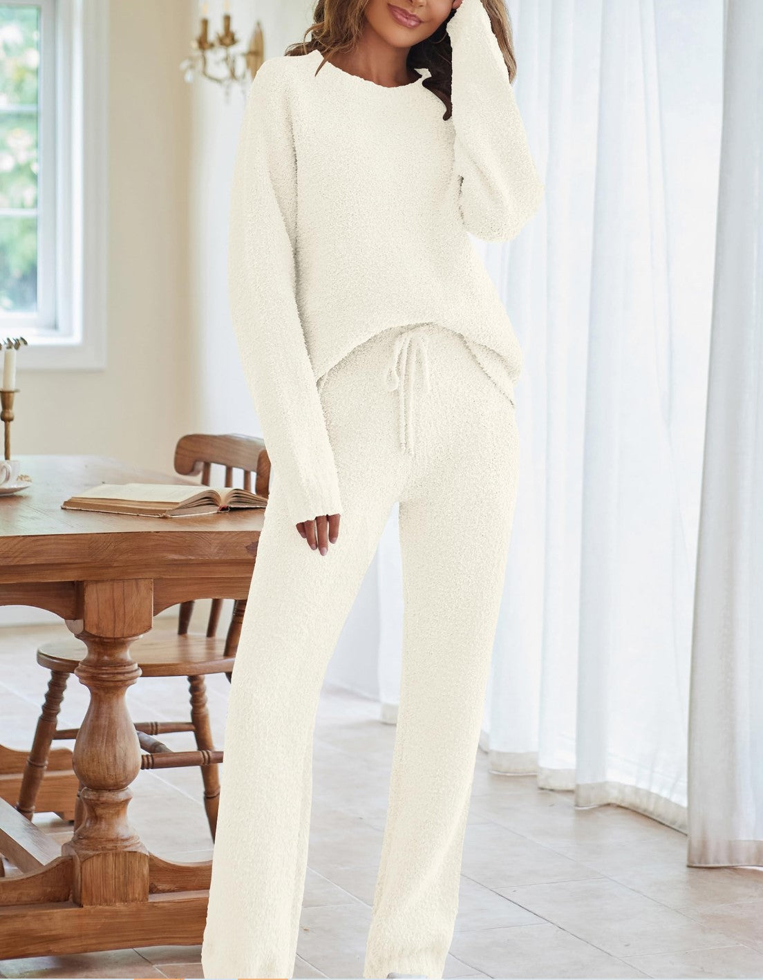 Women's Round Neck Long Sleeve Trousers Thick Suits