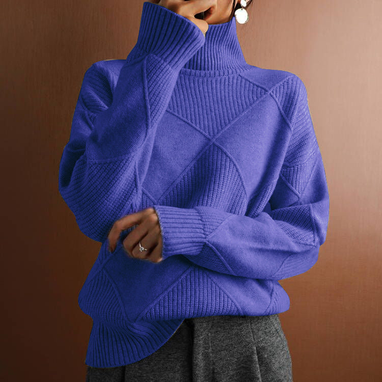 Casual Loose High Collar Warm Solid Sweaters