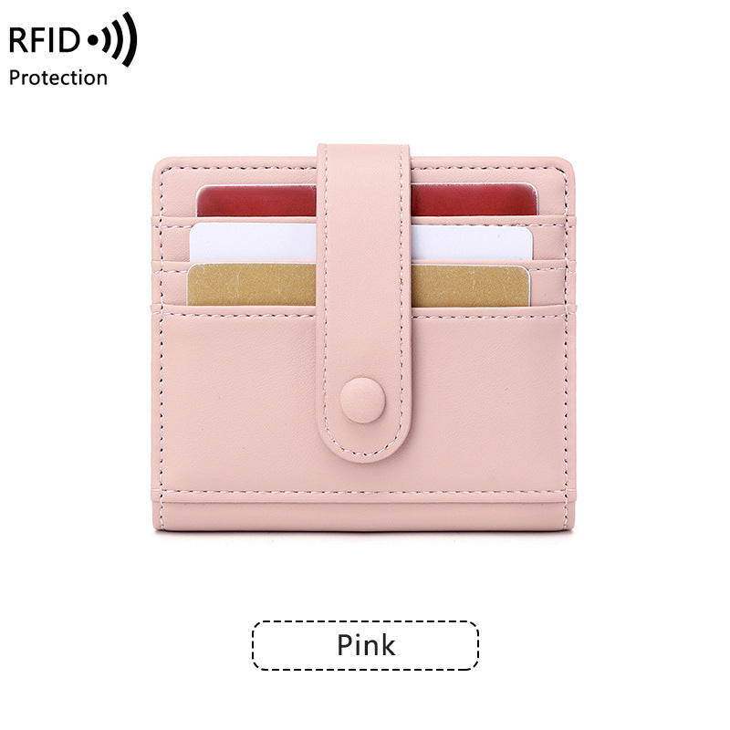 Women's Compact Portable Swiping Short Solid Color Coin Purses
