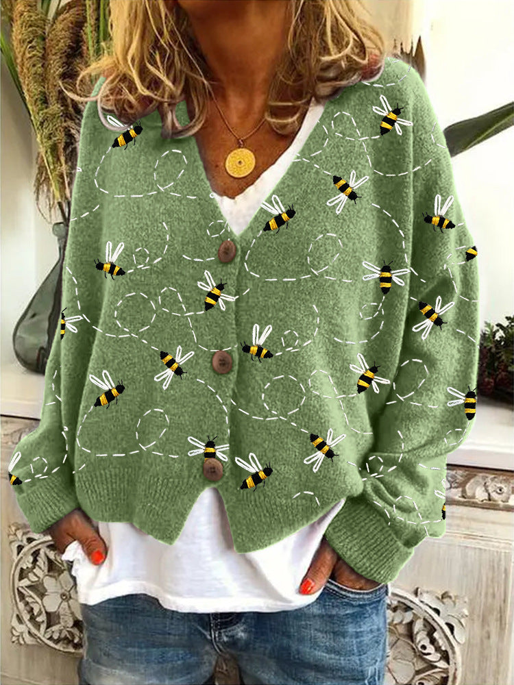 Classy Christmas Abstract Printing Casual Cloak Sweaters