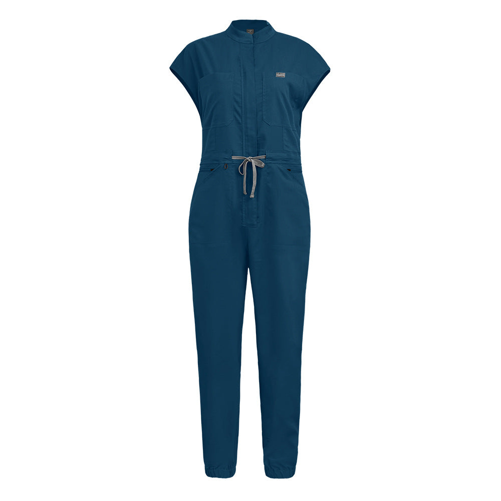 Medical Facial Scrub Stand Collar Flounced Sleeve Uniform