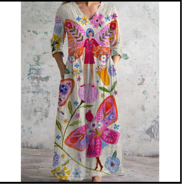 Women's Printed Summer City Casual Loose Dress Dresses