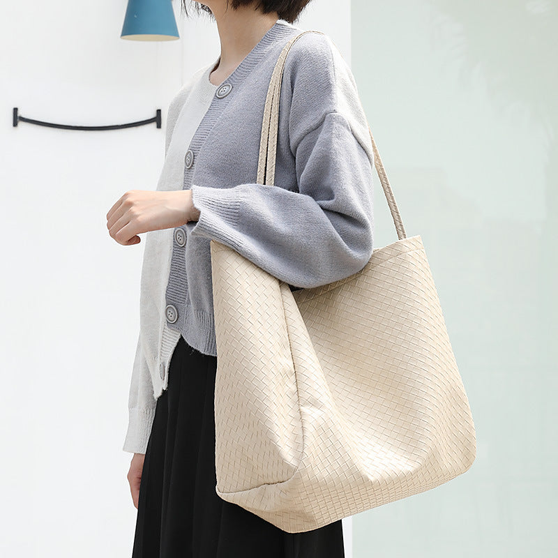 Women's Style Large Capacity Totes Simple Soft Leather Shoulder Bags