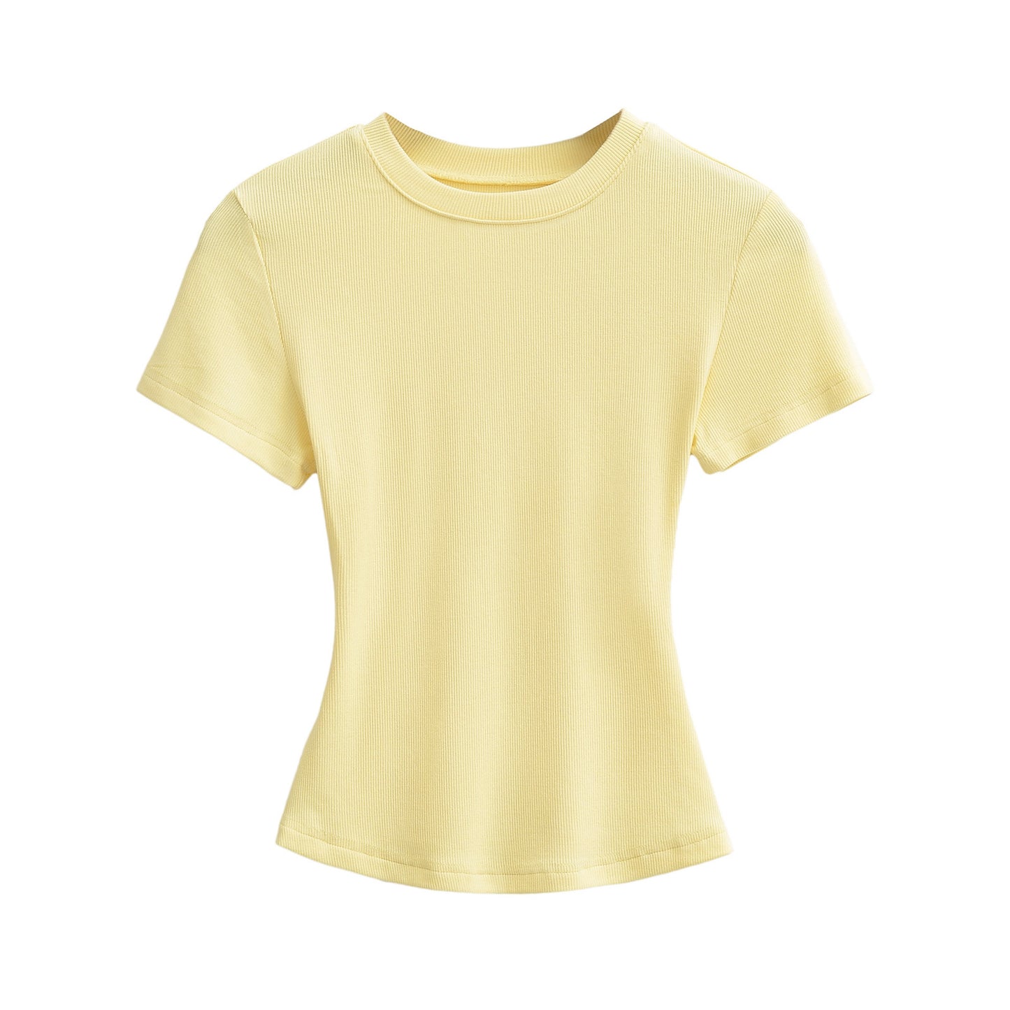 Women's Stretch Round Neck Thread T-shirt Summer High Waist Tight Blouses
