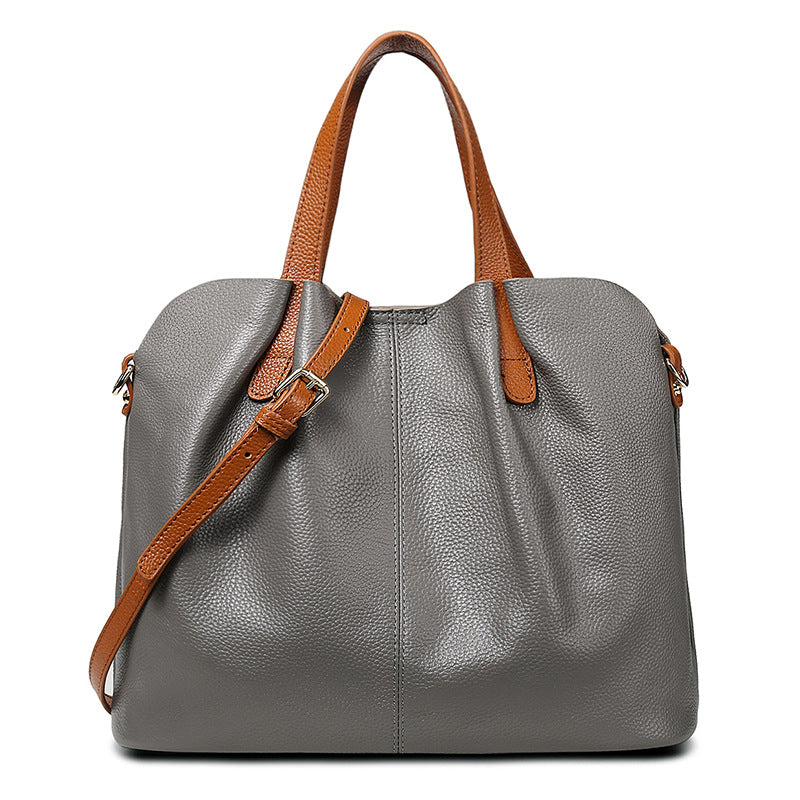 Women's Son Mother Contrast Color Genuine Leather Handbags